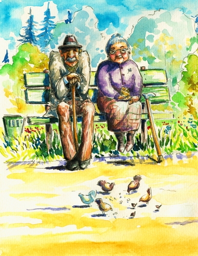 senior couple in park